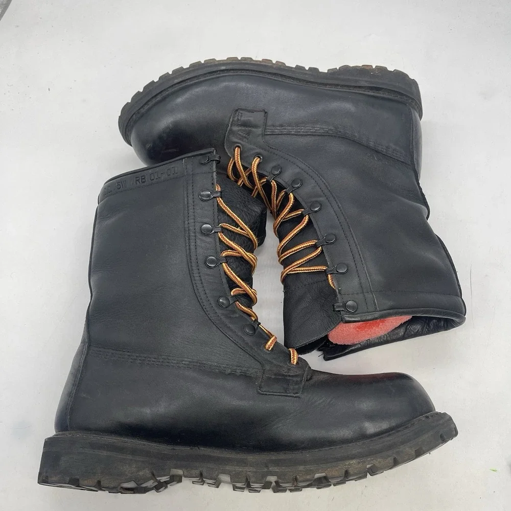 Rocky Insulated Leather Combat Boots Mens 11.5 W Black Lace-Up Vibram Sole